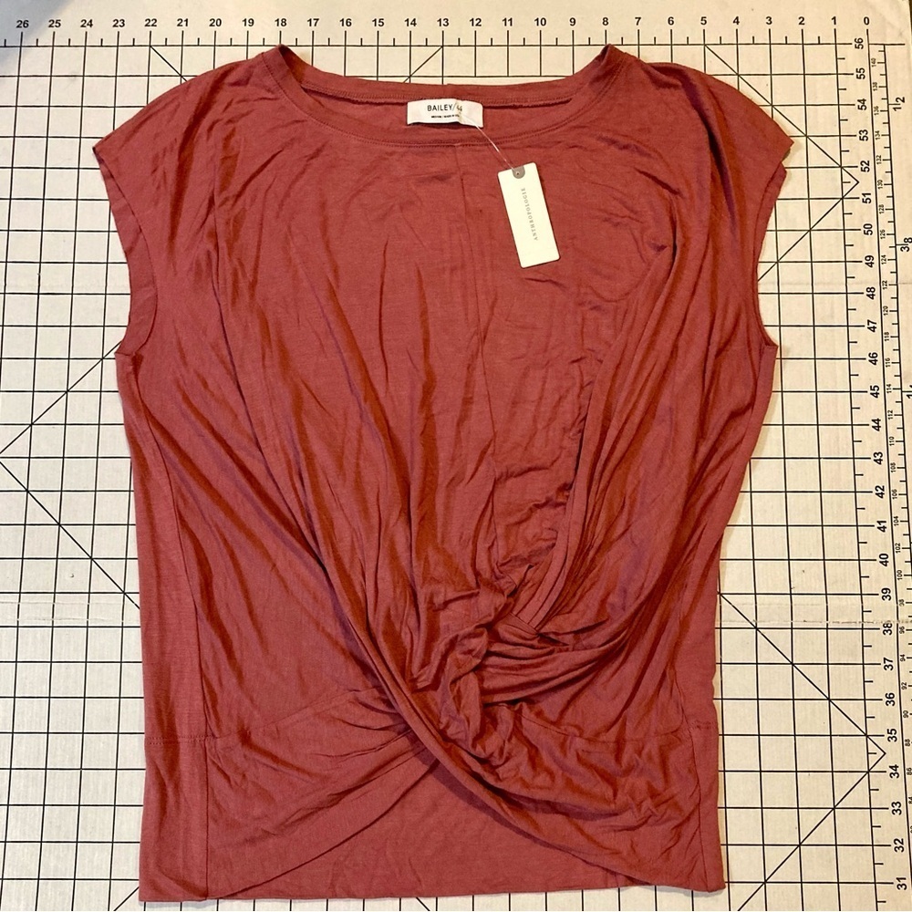 Bailey 44 Rust Red Twist-Front Cap-Sleeve Top